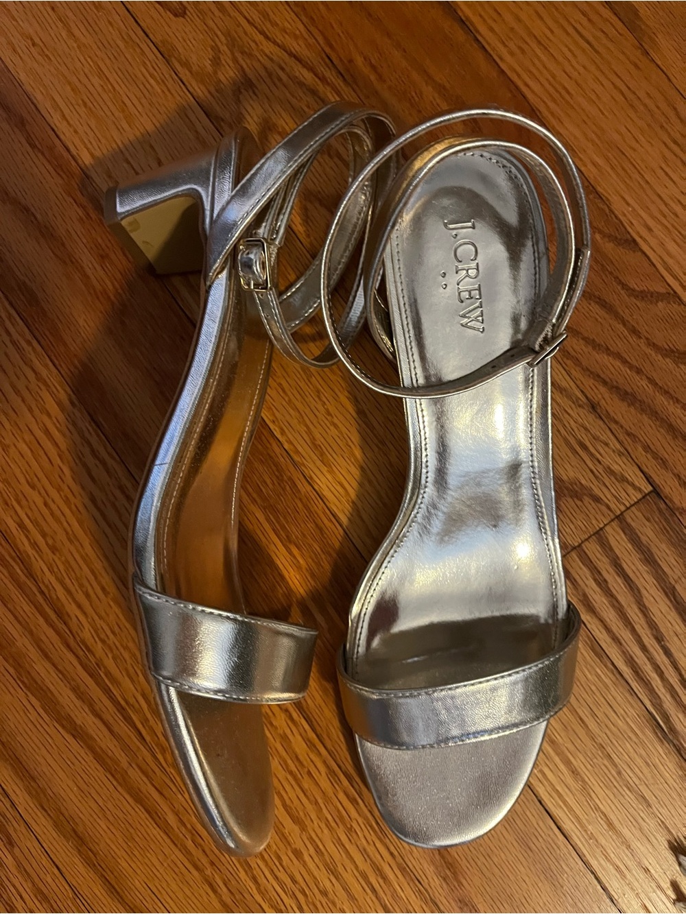 J. Crew Factory Metallic Gold Ankle-Strap Heels - Picture 2 of 2